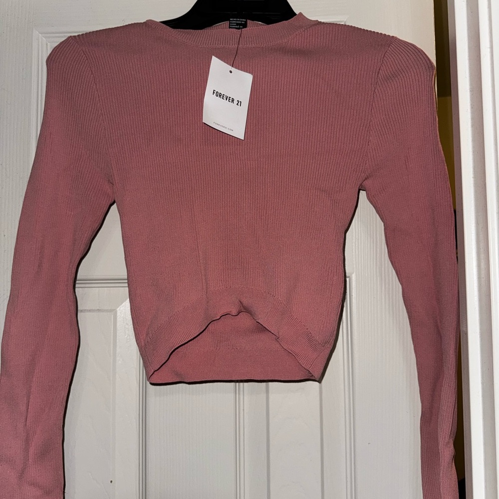 Forever 21 Dusty Pink Ribbed Knit Top